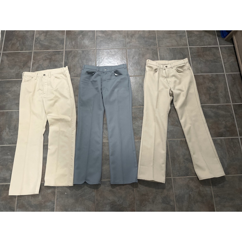 Vintage Levis For Men Skosh More Room Slacks Bundle 34x32 Tan Blue 3 Pairs
